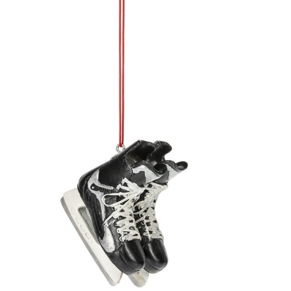 Black Silver Hockey Skates Christmas Ornament Sports Holiday Decor Pair
